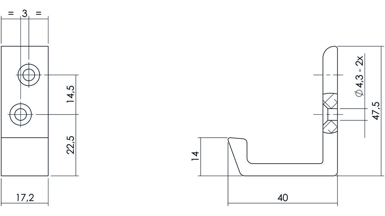 Jashaak met diagonale schroefgaten aluminium