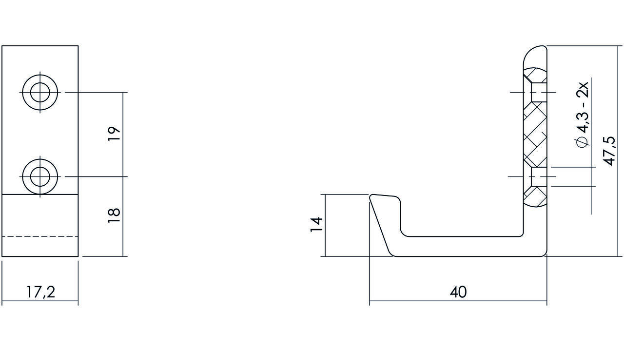 Jashaak met verticale schroefgaten aluminium