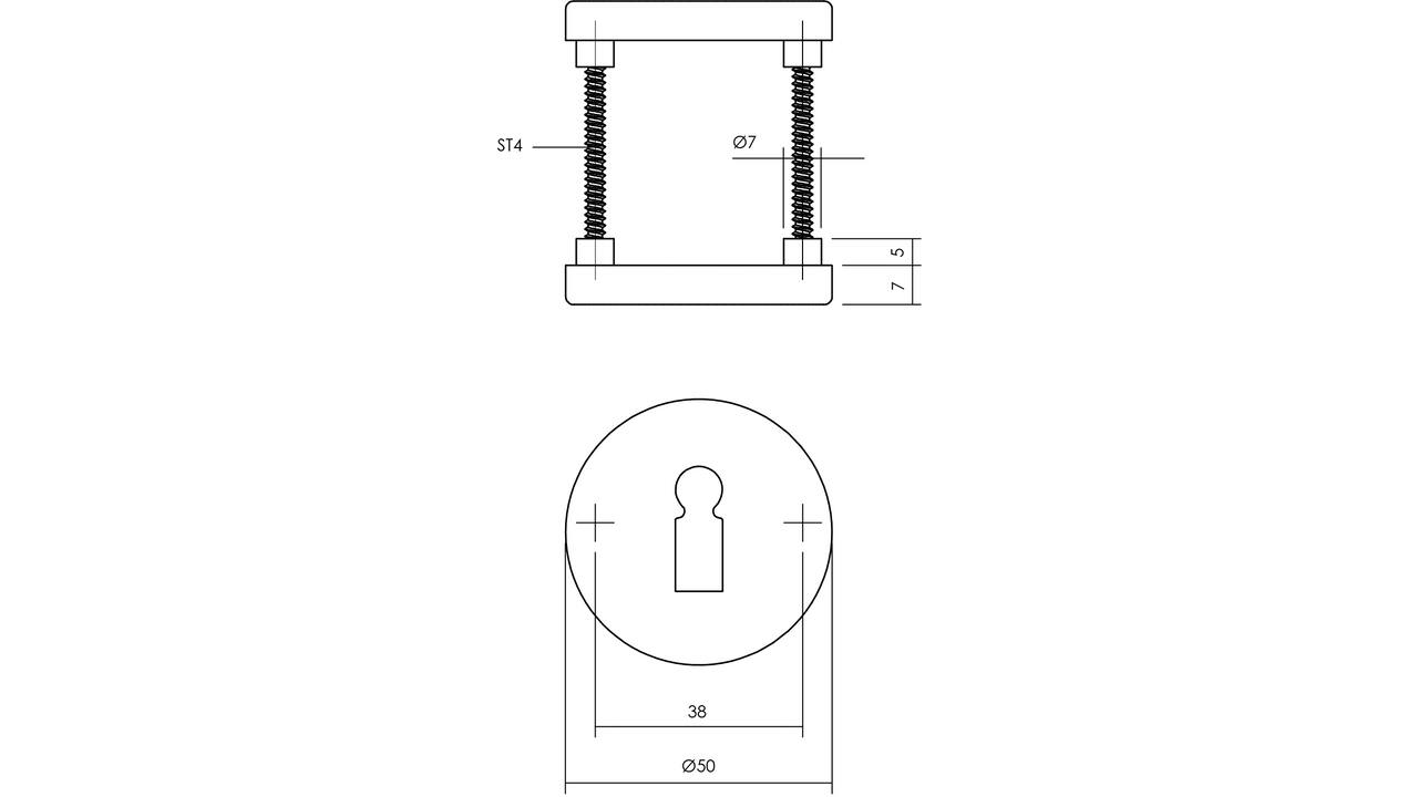 Sleutelrozetten verdekt ø50x7mm met nokken aluminium F1