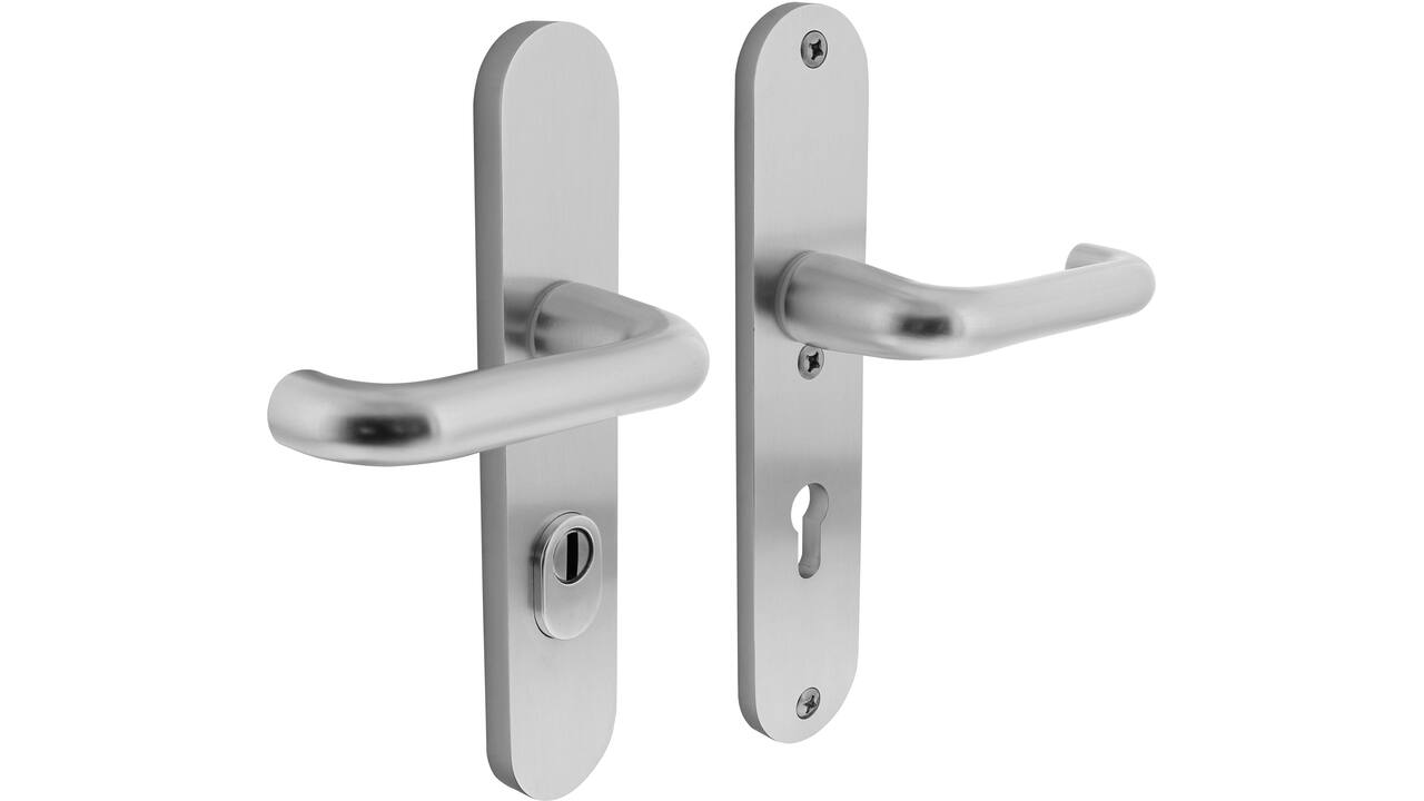 SKG3 veiligheidsbeslag ovaal 250x50mm kruk/kruk Rond met veerconstructie profielcilindergat 72mm met kerntrekbeveiliging aluminium F1