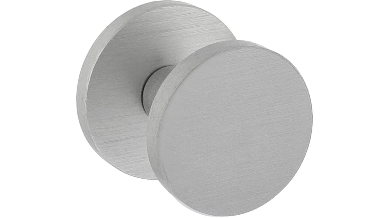 Voordeurknop plat ø55mm op achterplaat ø60mm éénzijdige montage aluminium F1
