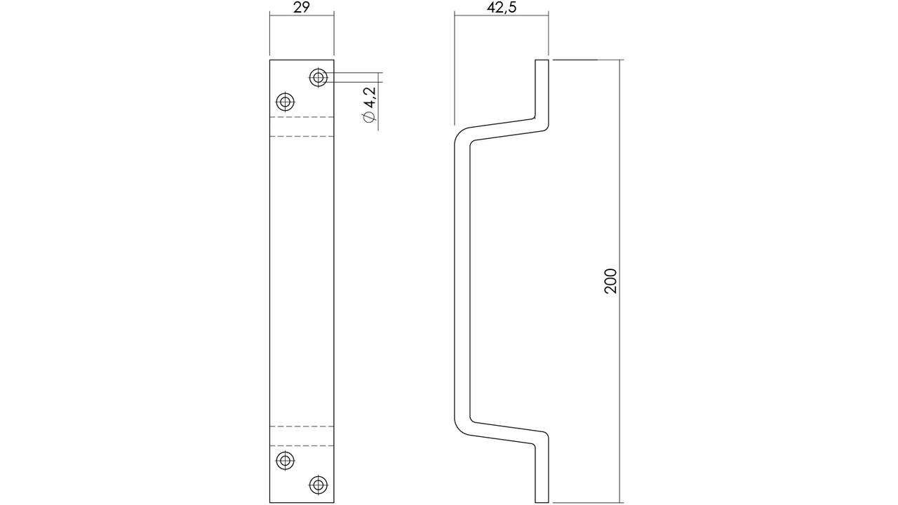 Handgreep profiel 200 x 29mm aluminium F1