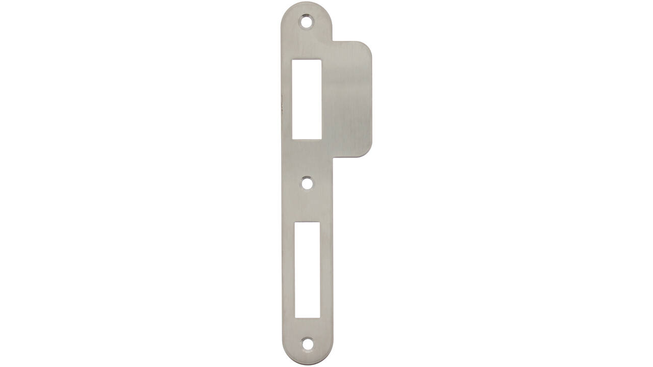 Sluitplaat 175x25/44x1,5mm tbv dag- en nacht schoot, afgerond met korte lip, rvs DIN links