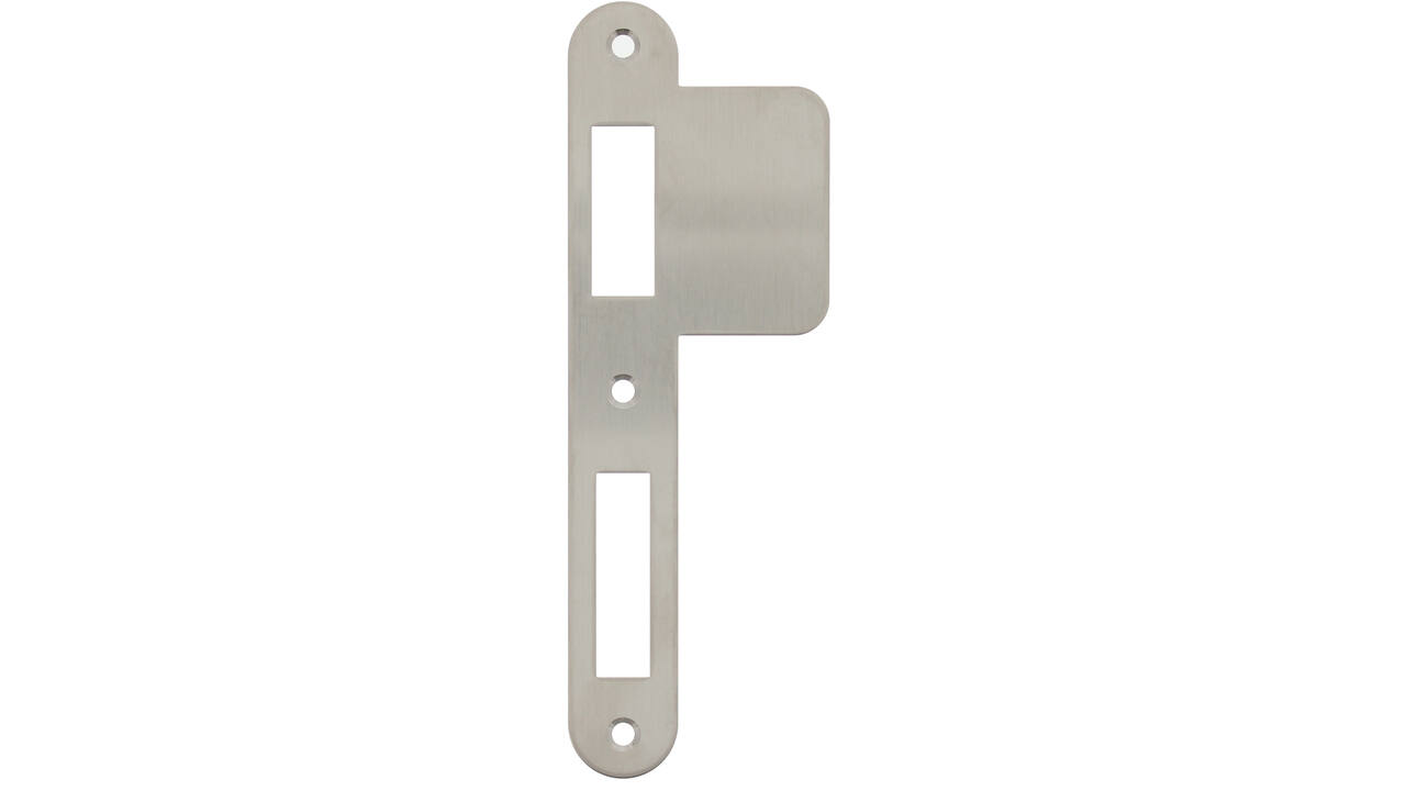 Sluitplaat 175x25/59x1,5mm tbv dag- en nacht schoot, afgerond met lange lip, rvs DIN links