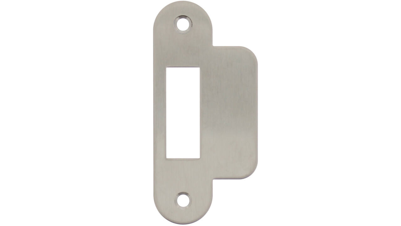 Sluitplaat 94x25/44x1,5mm tbv dagschoot, afgerond met korte lip, rvs