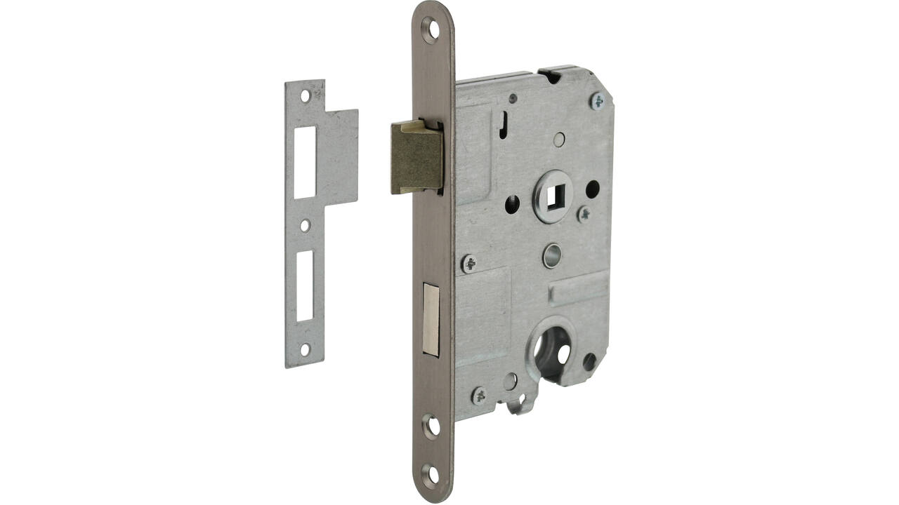 Woningbouw cilinder dag- en nachtslot 55mm, voorplaat afgerond rvs, 20x174, doorn 50mm incl. sluitplaat