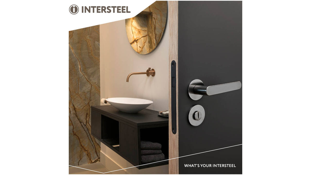 Woningbouw magneet badkamer/toilet slot 63/8mm, voorplaat afgerond zwart, 20x174, doorn 50mm incl. sluitplaat/kom