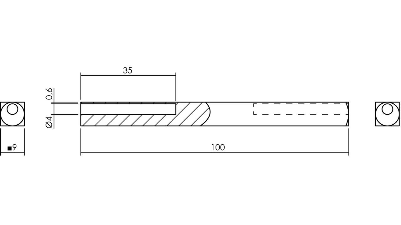 Stift beide zijden hol FH 9x100mm