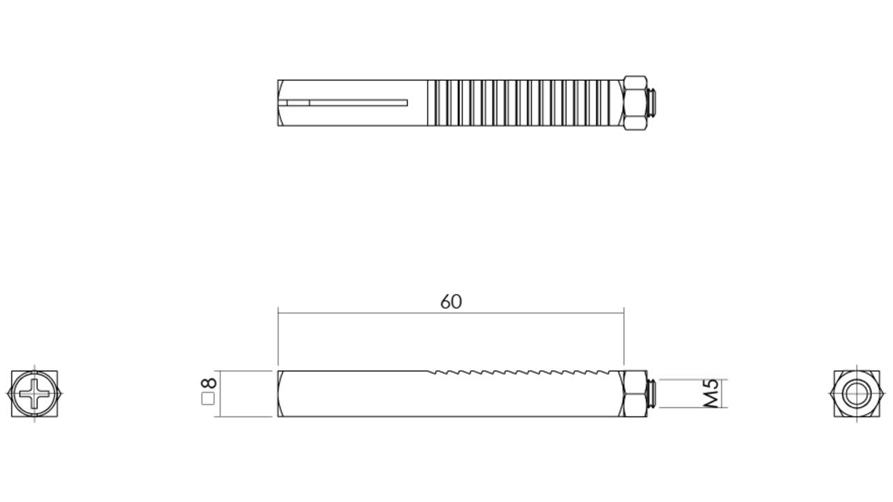 Wisselstift keilbout bevestiging 8x60mm