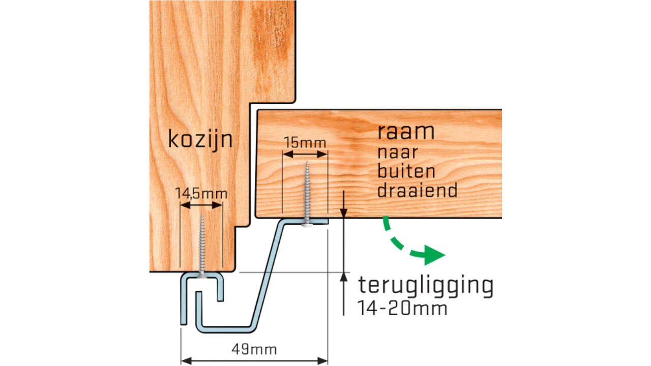 SecuStrip Plus buitendraaiend 14-20mm 2300mm creme ral 9001