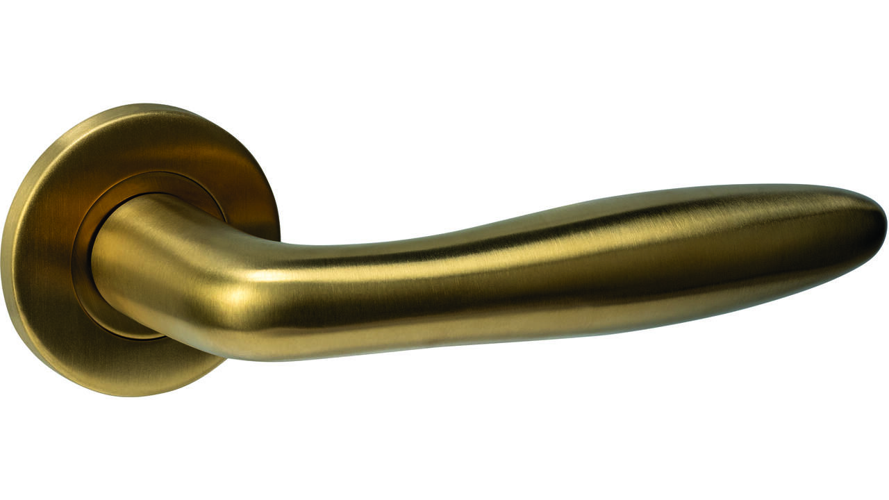 Deurkruk Q 03 op rozet verdekt ø52x6mm PVD messing mat
