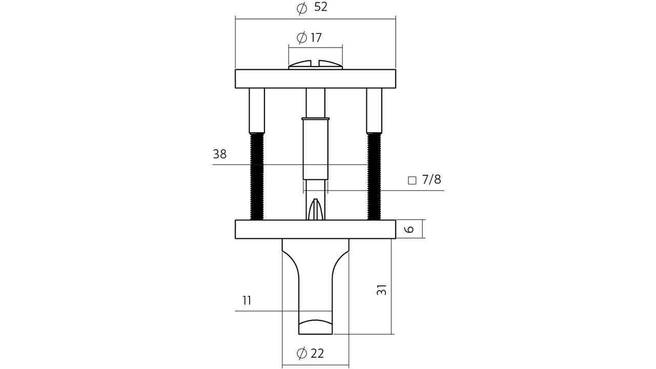 WC-sluiting verdekt ø52x6mm met stift 6-8mm PVD zwart