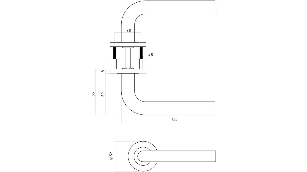 Deurkruk Q 02 op rozet verdekt ø52x6mm PVD zwart