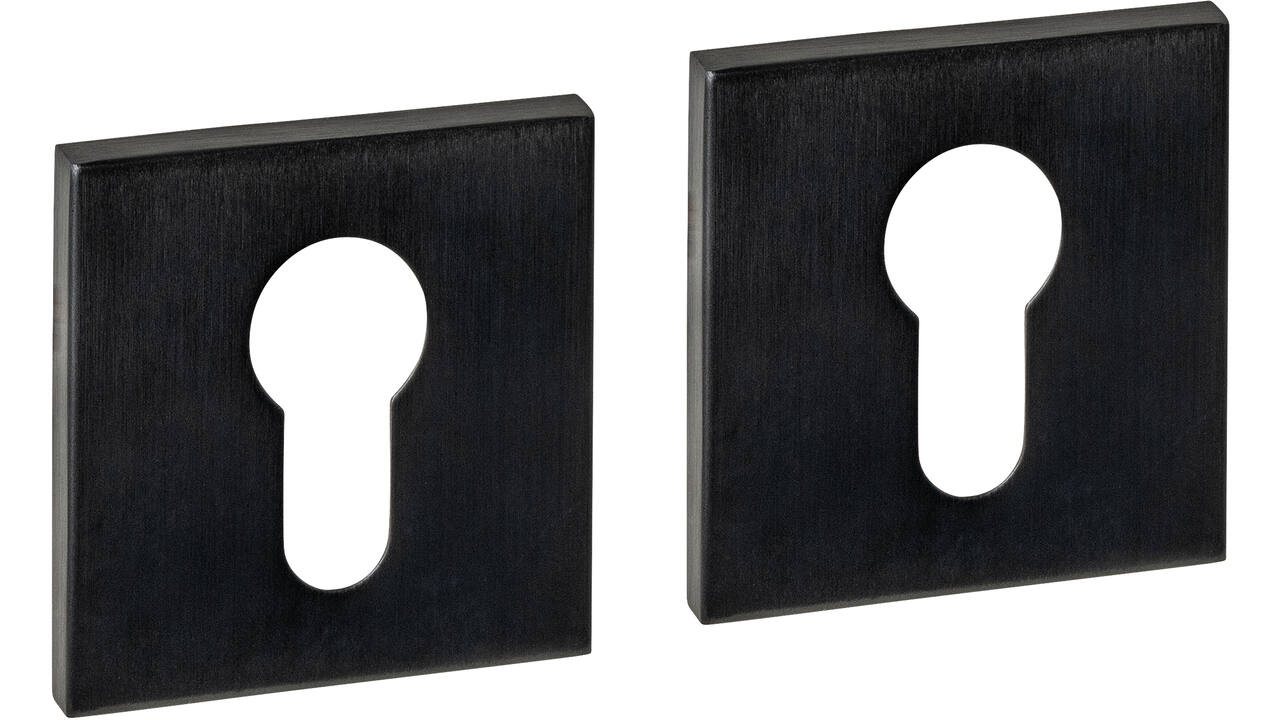Cilinderrozetten verdekt 53x53x6mm PVD zwart