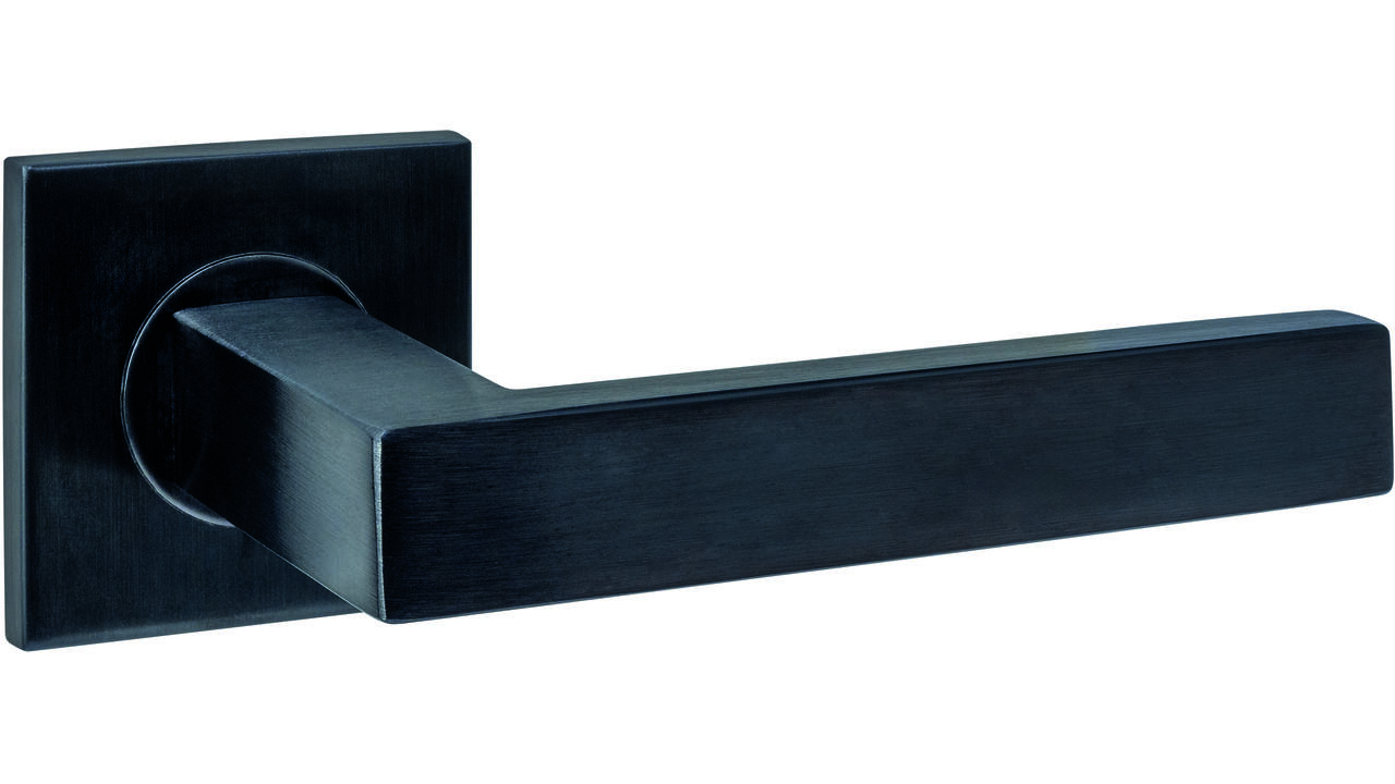 Deurkruk Q 05 op rozet verdekt 53x53x6mm PVD zwart