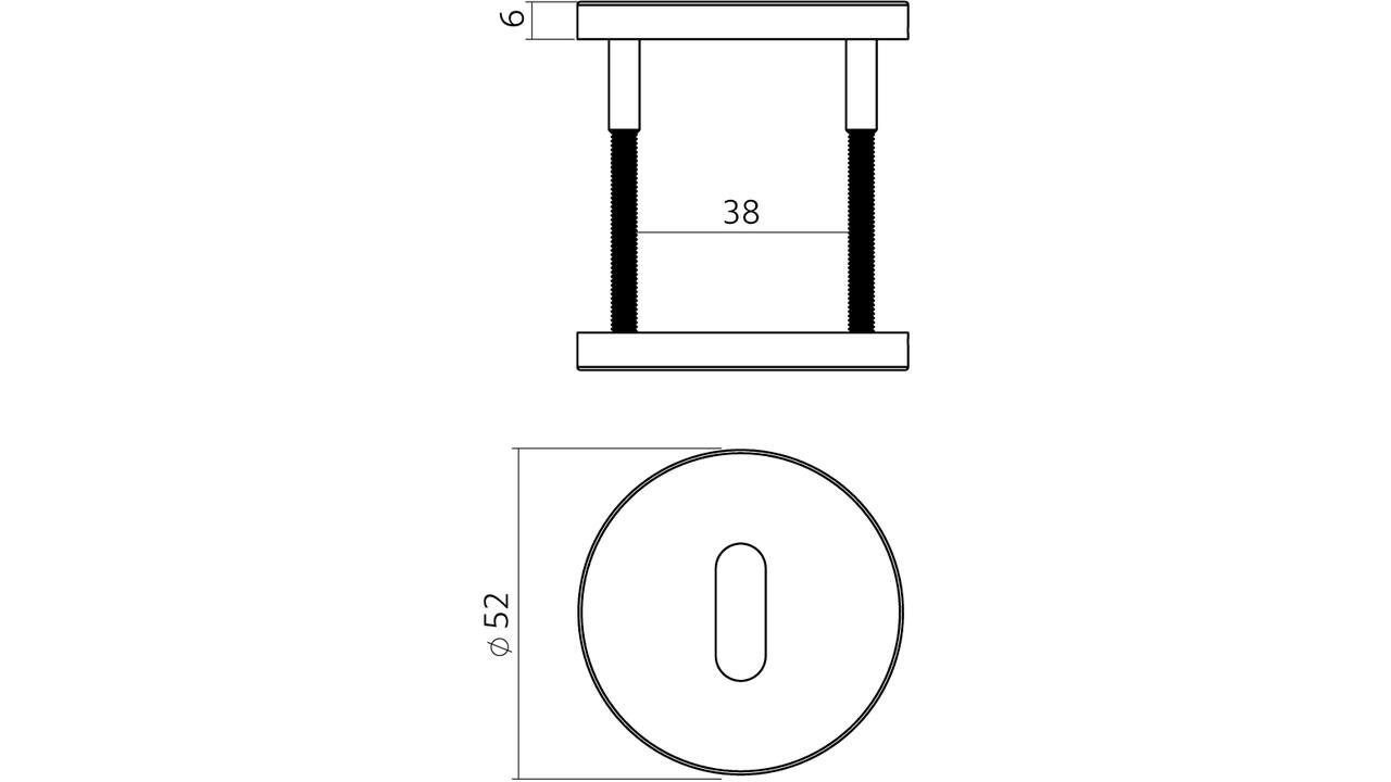 Sleutelrozetten verdekt ø52x6mm PVD antraciet