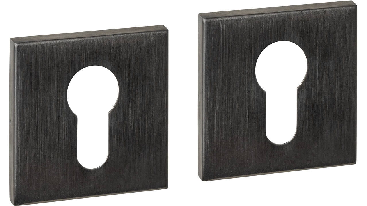 Cilinderrozetten verdekt 53x53x6mm PVD antraciet