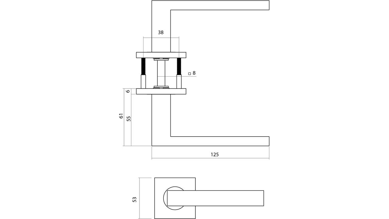 Deurkruk Q 05 op rozet verdekt 53x53x6mm PVD antraciet