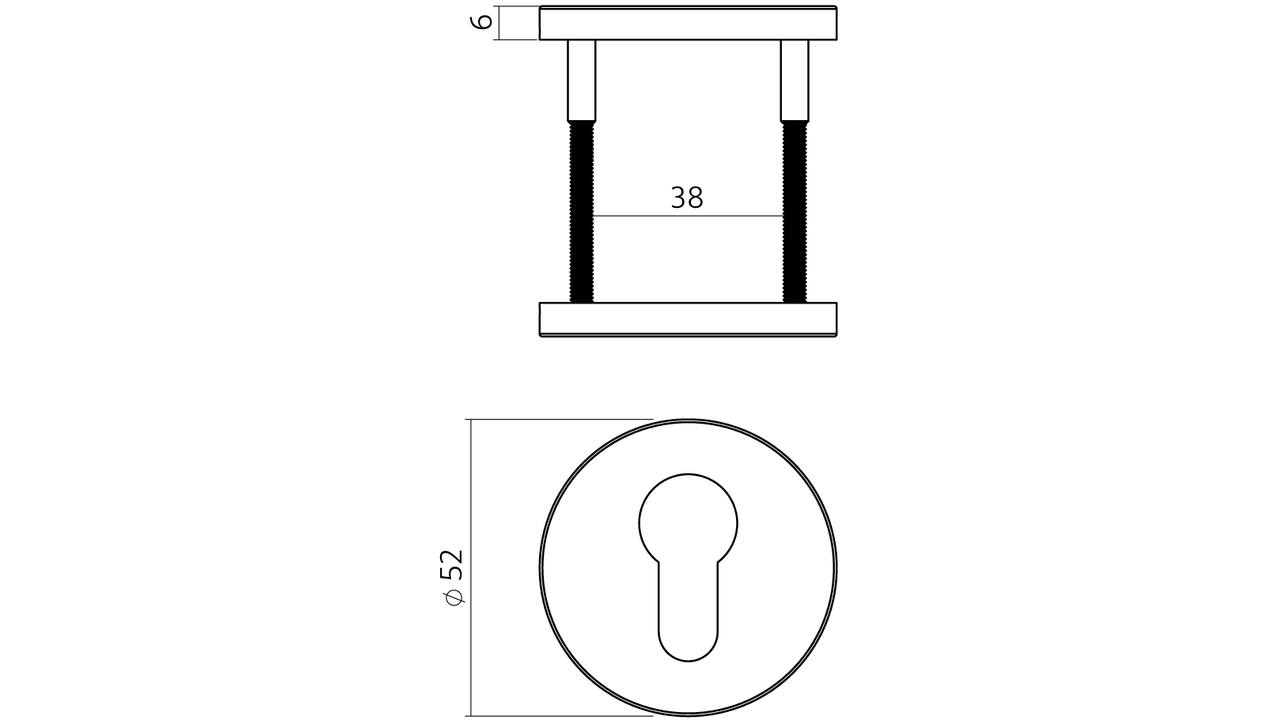 Cilinderrozetten verdekt ø52x6mm rvs
