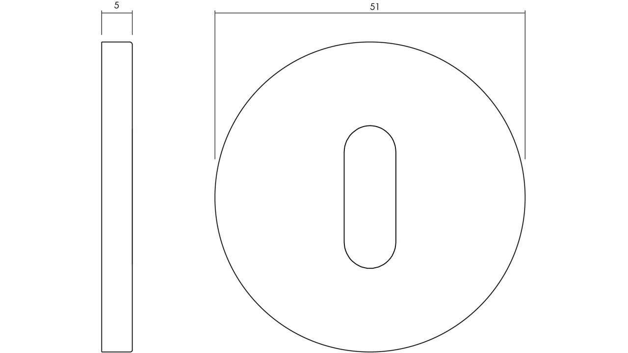 Olivari sleutelrozet rond 51x5mm met nokken en doorgaande bevestiging Chroom