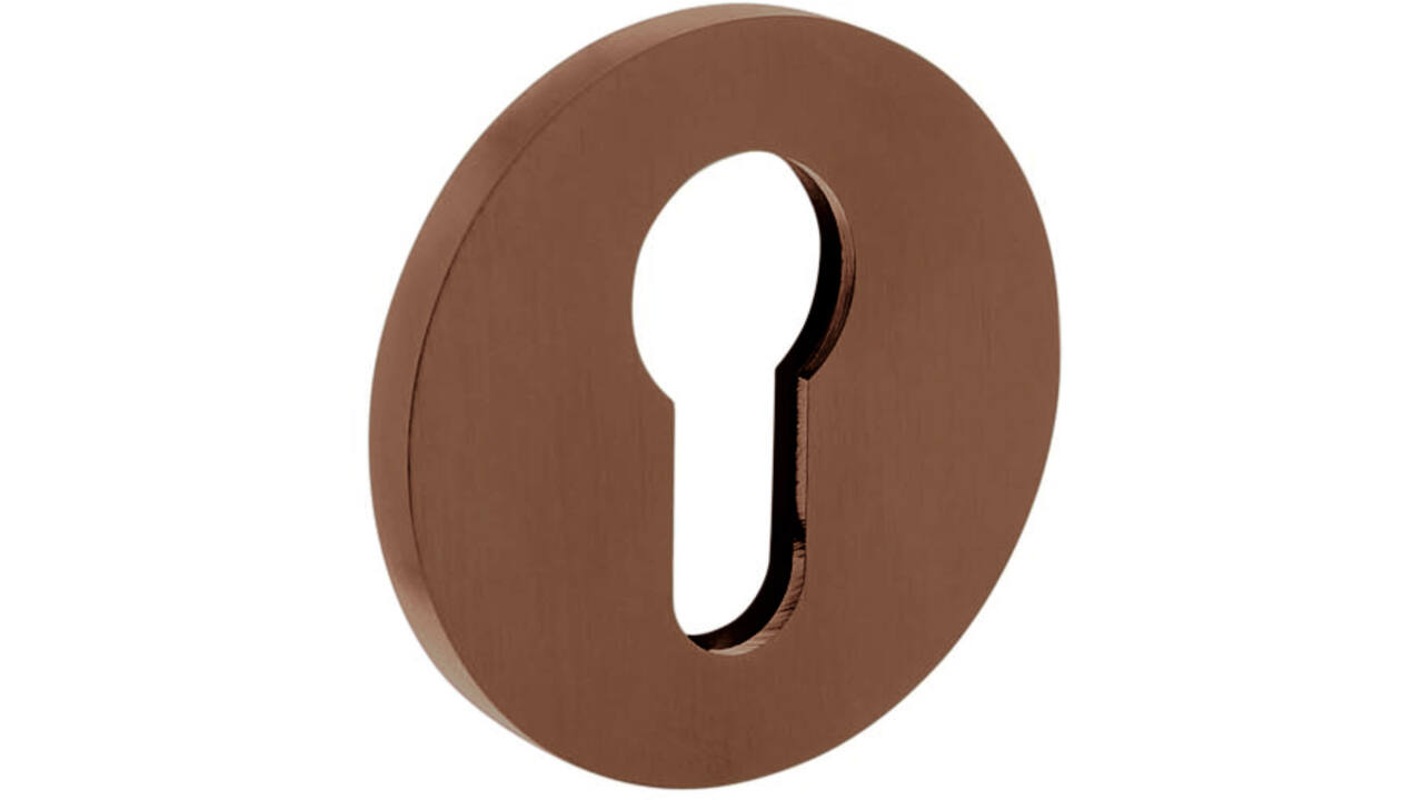 Olivari pc-rozet rond 51x5mm met nokken en doorgaande bevestiging Koper mat titaan PVD