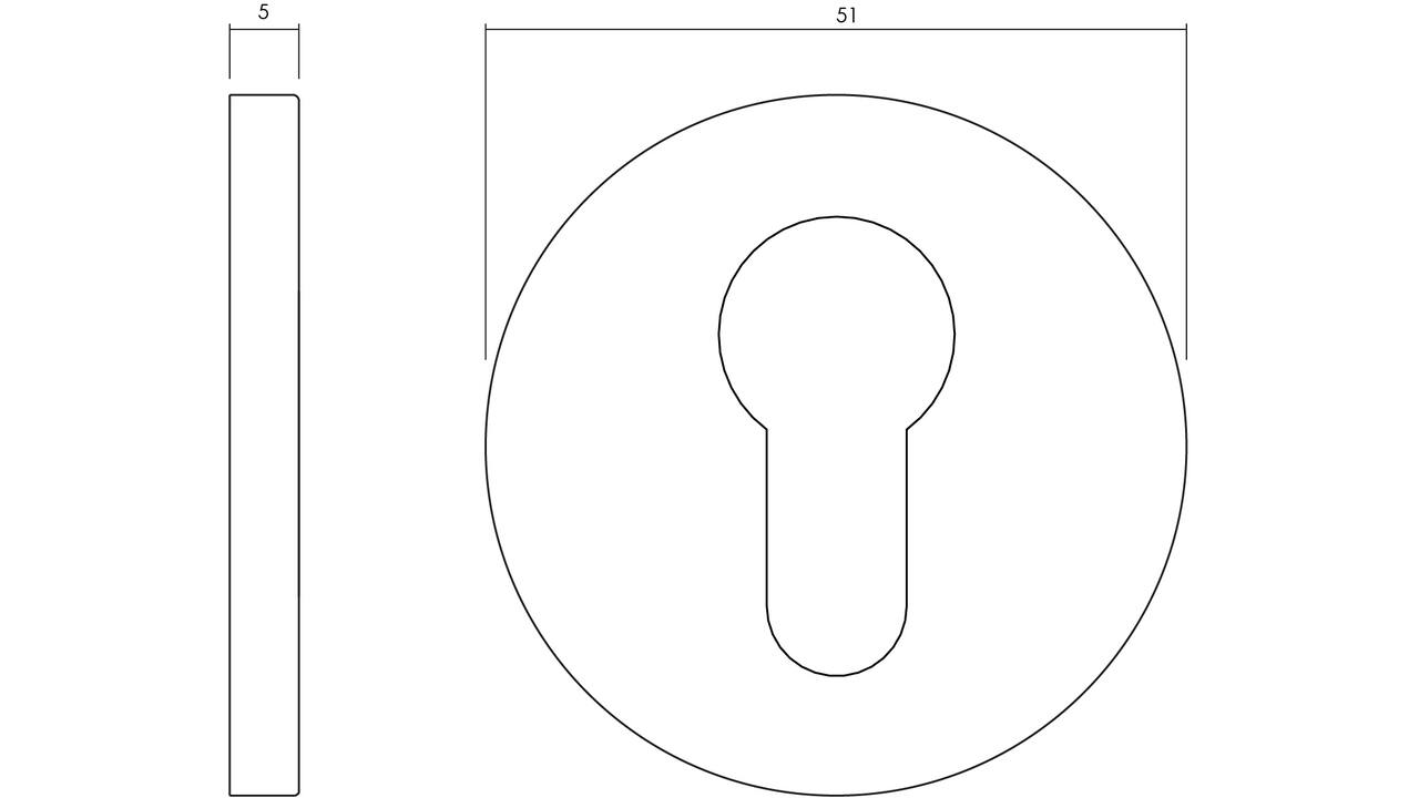 Olivari pc-rozet rond 51x5mm met nokken en doorgaande bevestiging Koper mat titaan PVD