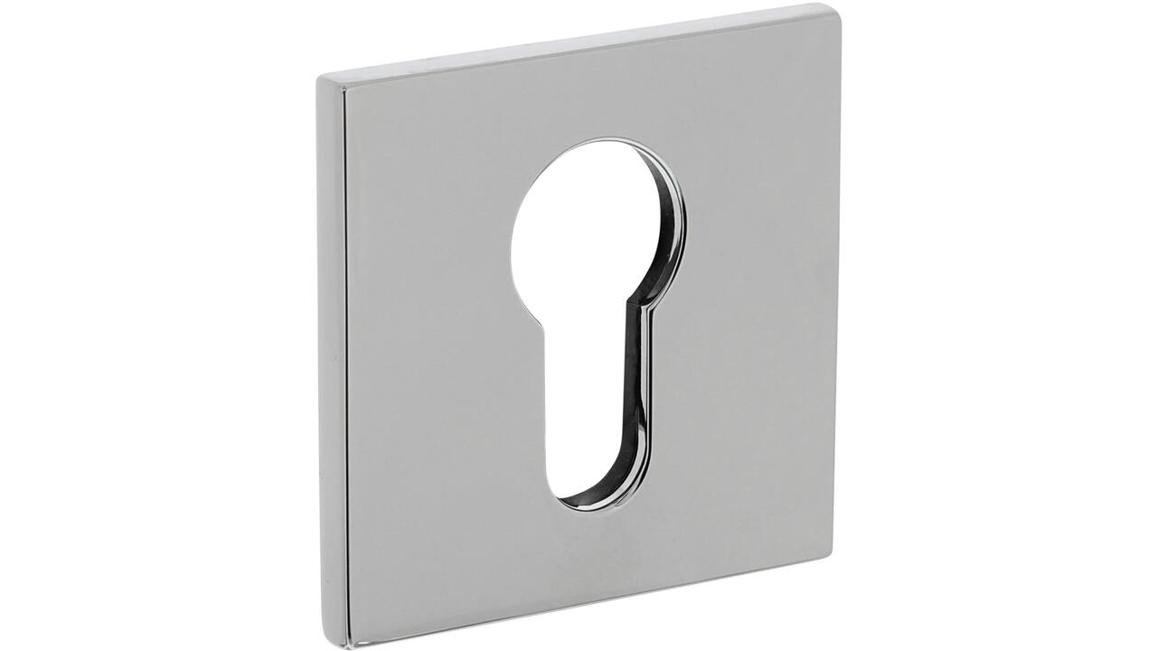 Olivari pc-rozet vierkant 51x5mm met nokken en doorgaande bevestiging Chroom
