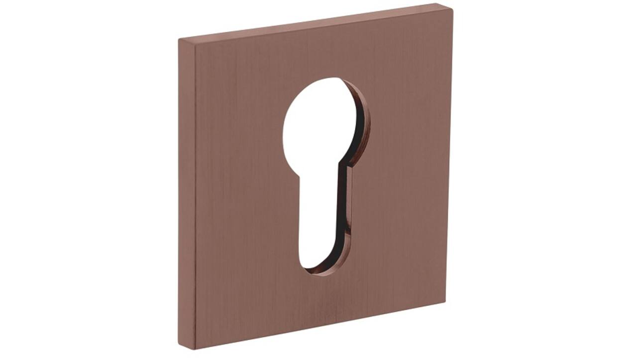 Olivari pc-rozet vierkant 51x5mm met nokken en doorgaande bevestiging Brons mat titaan PVD