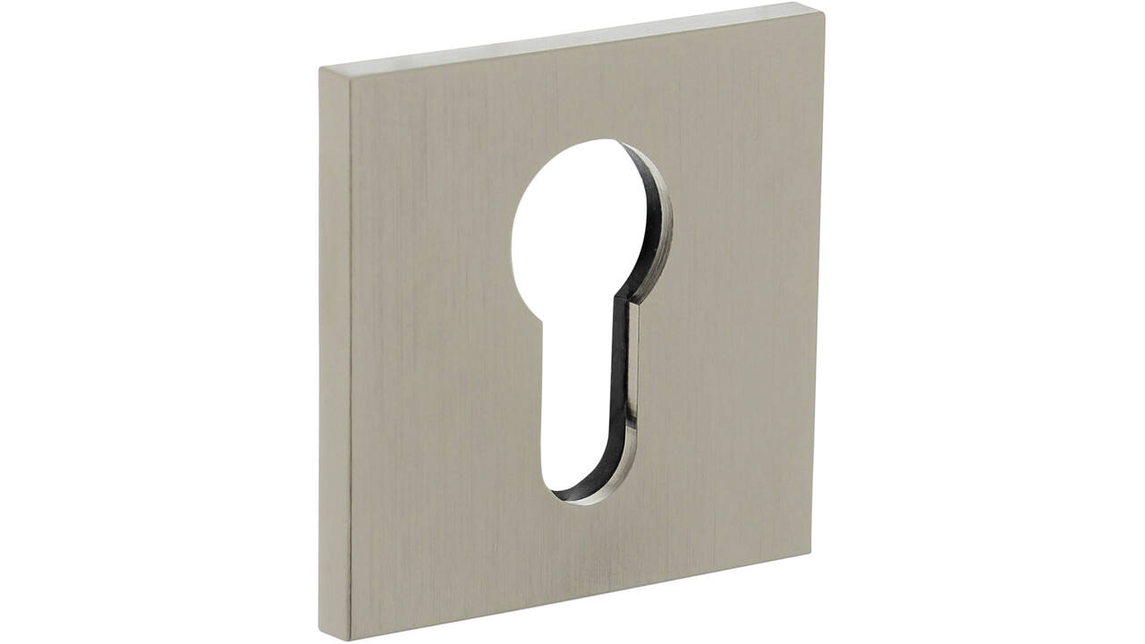 Olivari pc-rozet vierkant 51x5mm met nokken en doorgaande bevestiging Nikkel mat titaan PVD