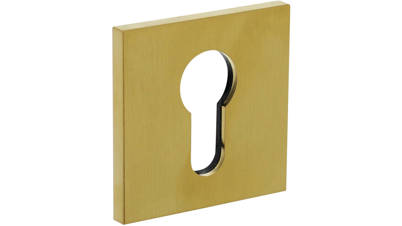 Olivari pc-rozet vierkant 51x5mm met nokken en doorgaande bevestiging Messing mat titaan PVD