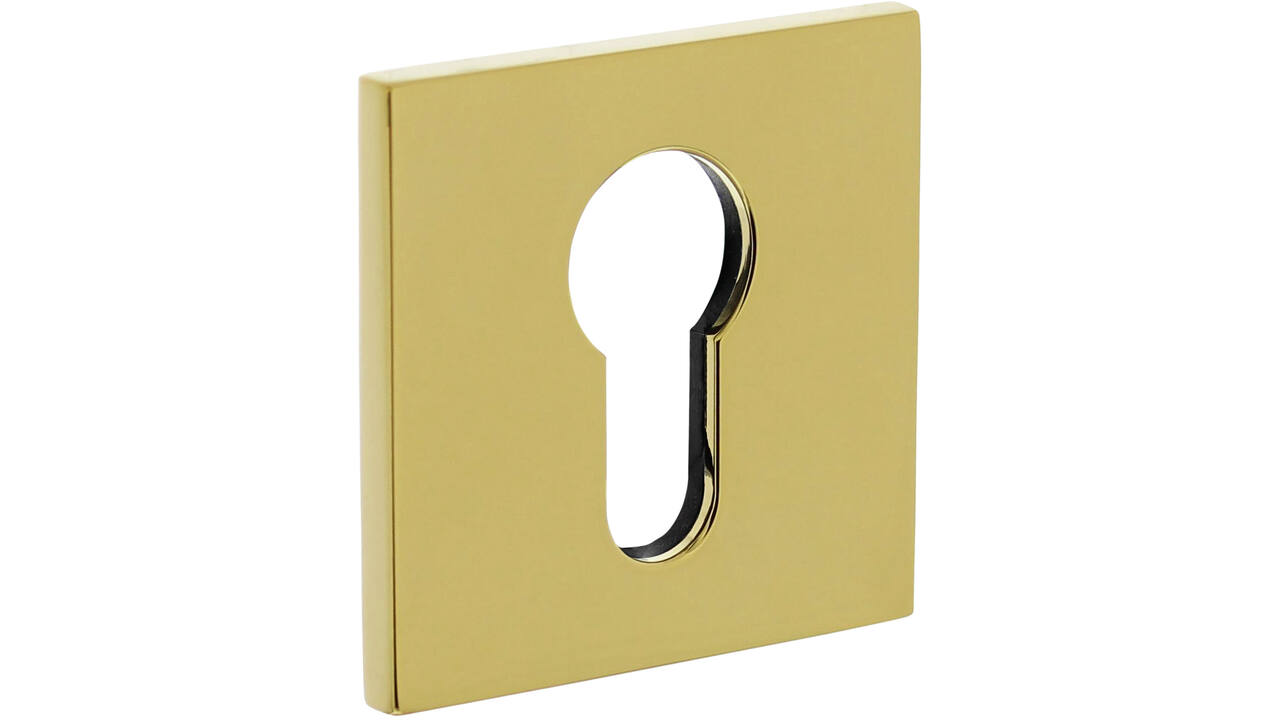 Olivari pc-rozet vierkant 51x5mm met nokken en doorgaande bevestiging Messing titaan PVD