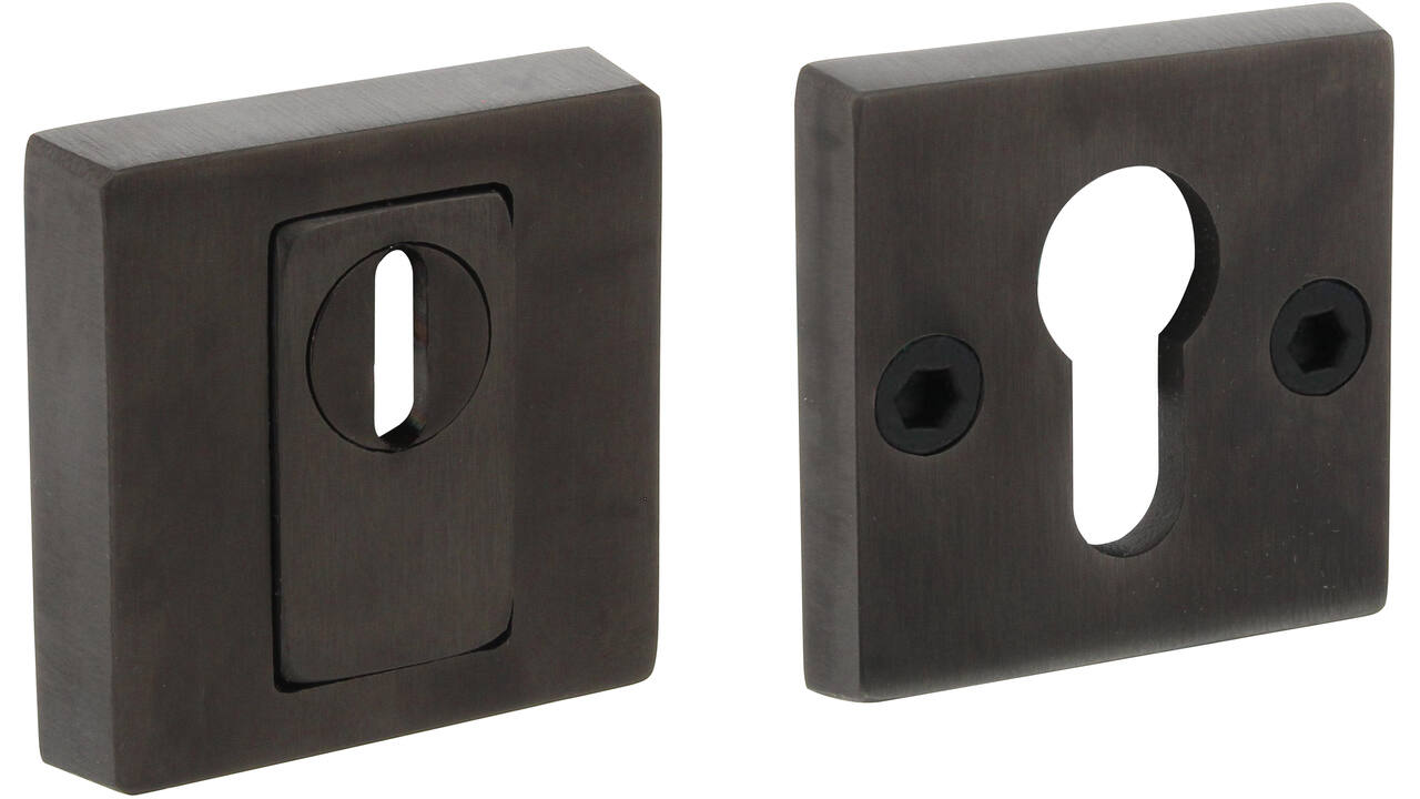 SKG3 veiligheidsrozetten vierkant 54x54x12mm profielcilindergat met kerntrekbeveiliging PVD antraciet mat