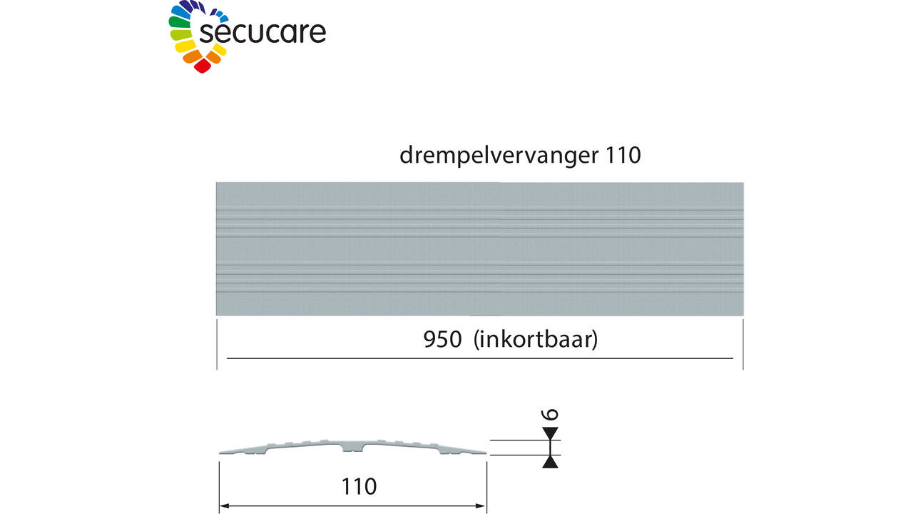 SecuCare Drempelvervanger 11cm, L 95 cm  blank geanodiseerd