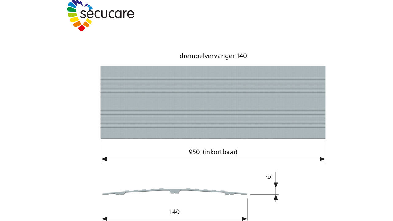 SecuCare Drempelvervanger 14cm, L 95 cm blank geanodiseerd