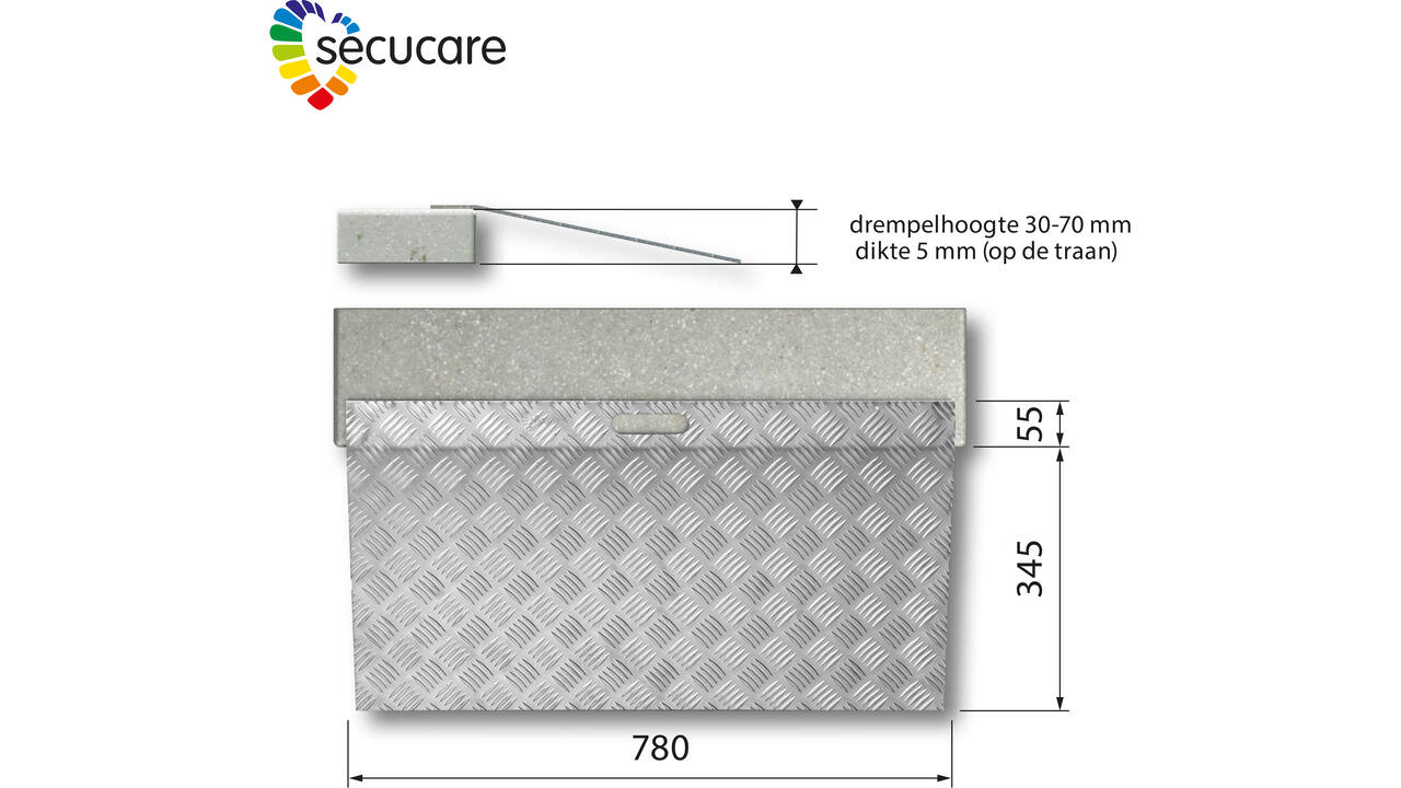 SecuCare Drempelhulp Alu type 2 B 78cm H 3 tm 7cm