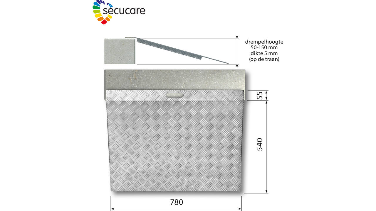 SecuCare Drempelhulp Alu type 3 B 78cm H 5 tm 15cm