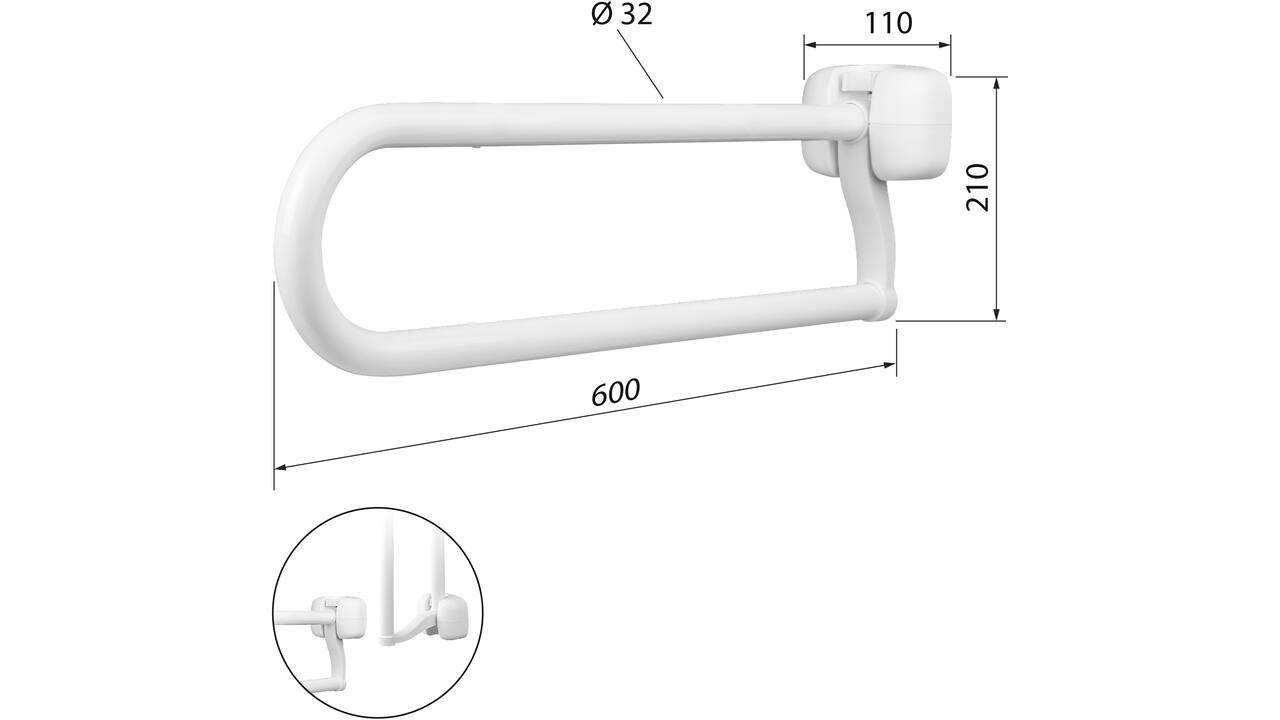 SecuCare Toiletbeugel opklapbaar Premium Wit, 60cm