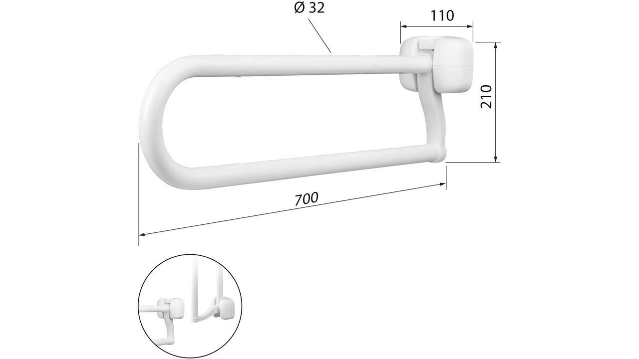 SecuCare Toiletbeugel opklapbaar Premium Wit, 70cm