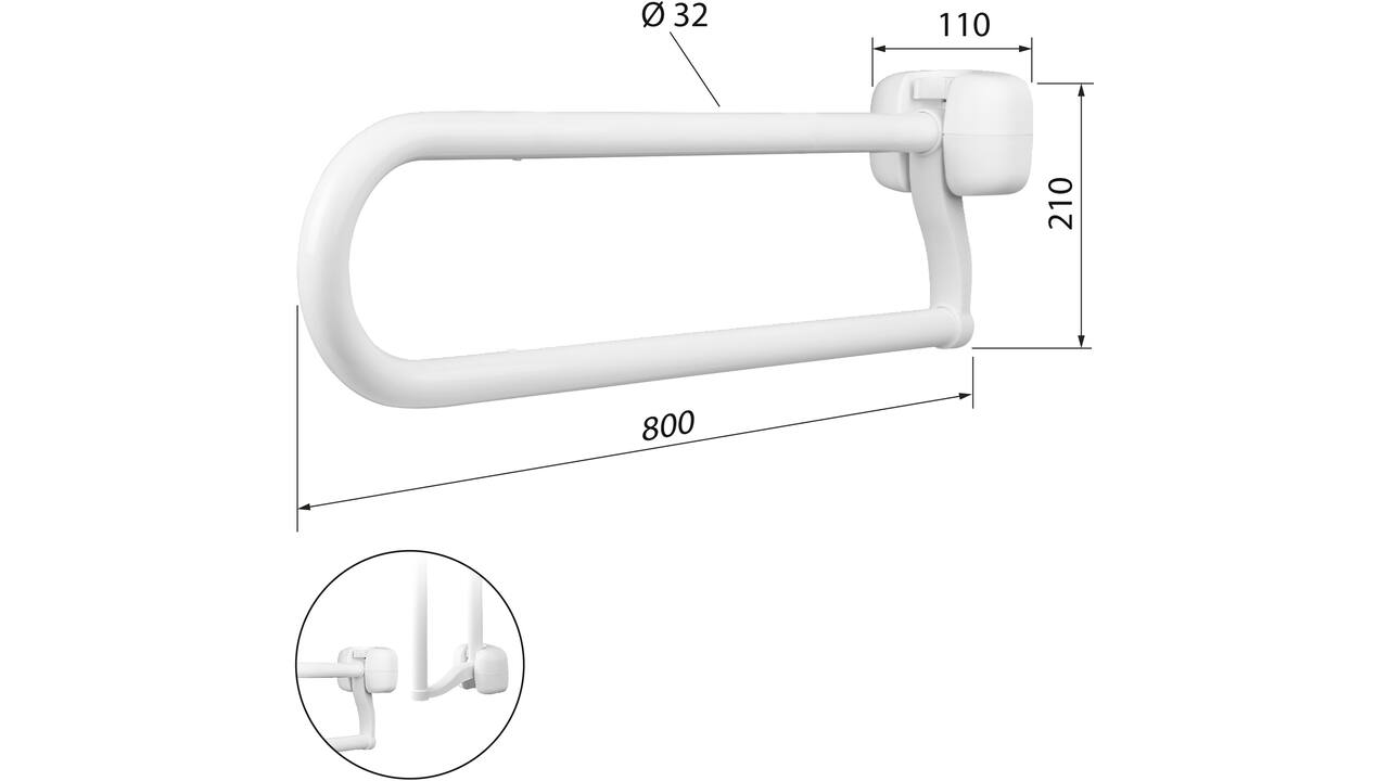 SecuCare Toiletbeugel opklapbaar Premium Wit, 80cm
