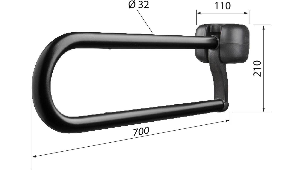 SecuCare Toiletbeugel opklapbaar Premium Zwart, 70cm