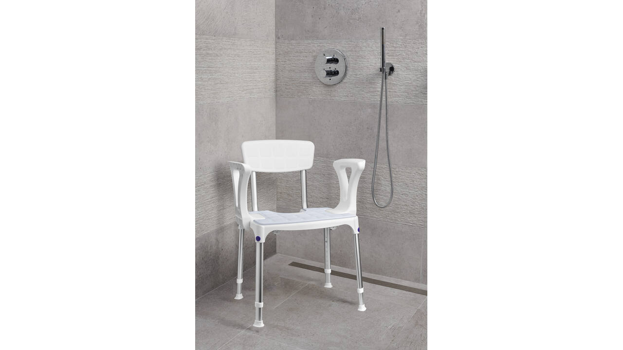 SecuCare Douchestoel Quattro uitsparing comfort kussen blauw