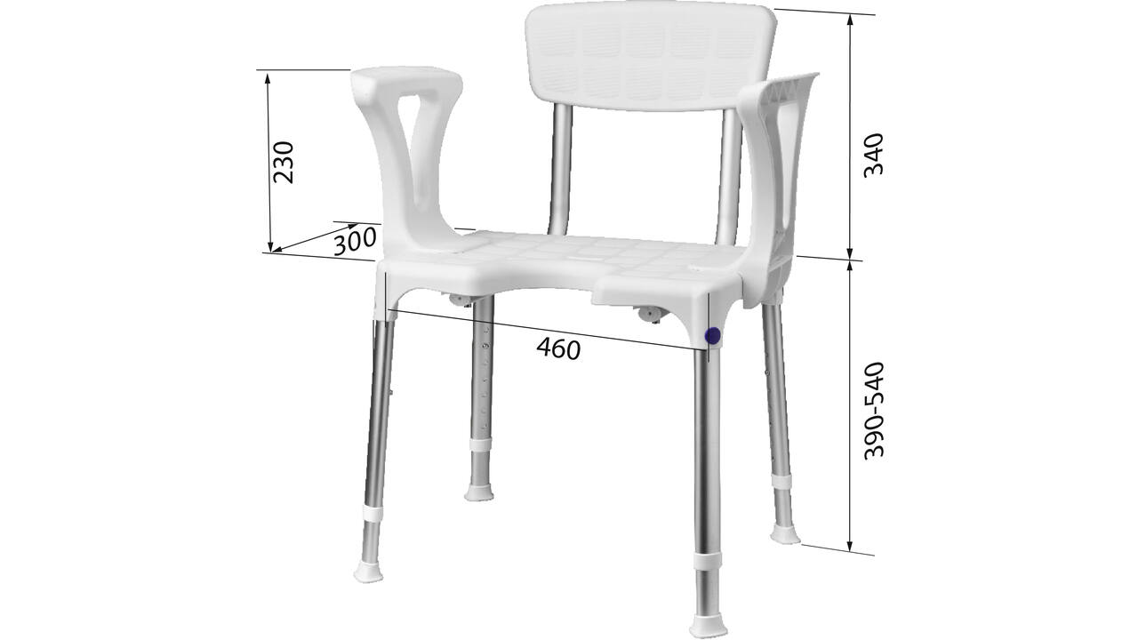 SecuCare Douchestoel Quattro met uitsparing incl rug en arm
