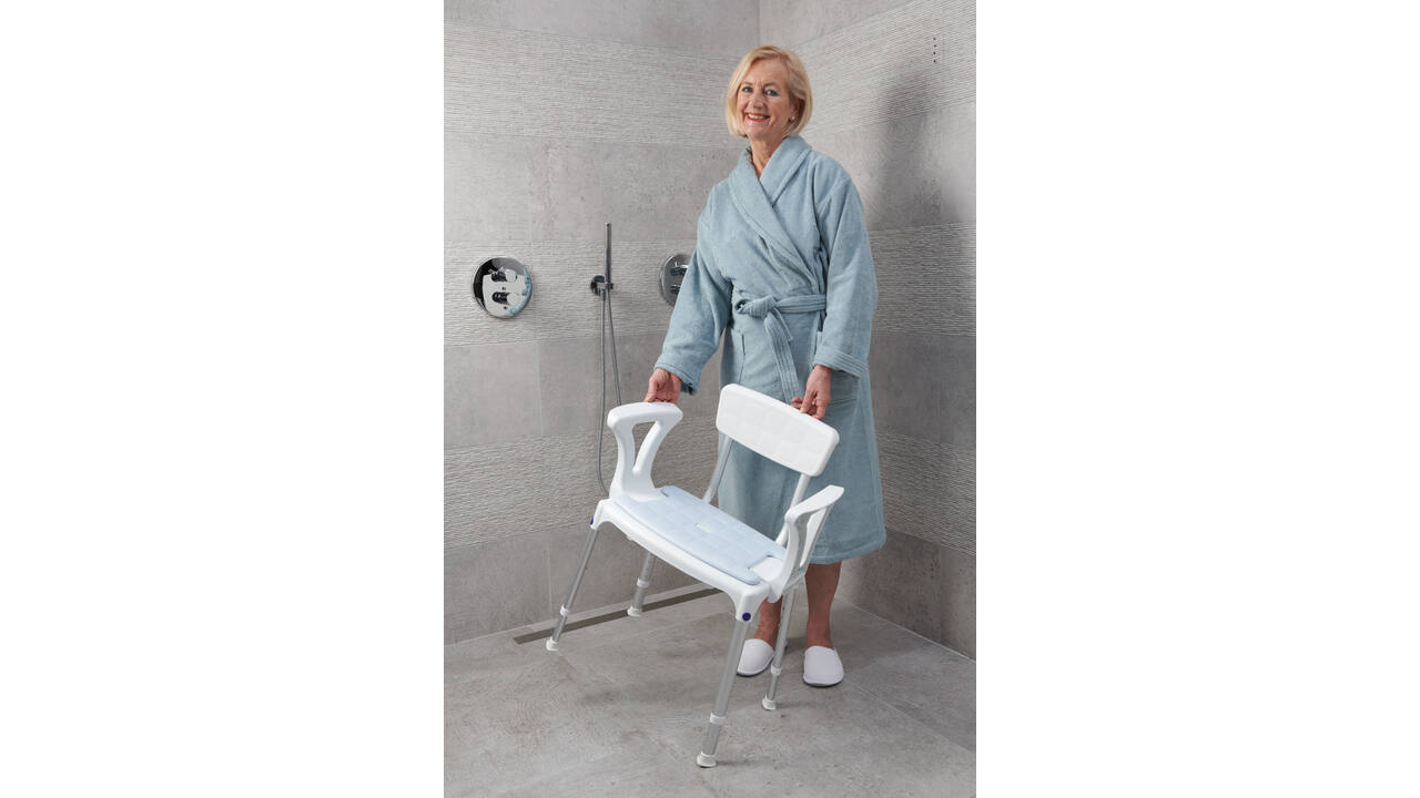 SecuCare Douchestoel Quattro comfort kussen blauw