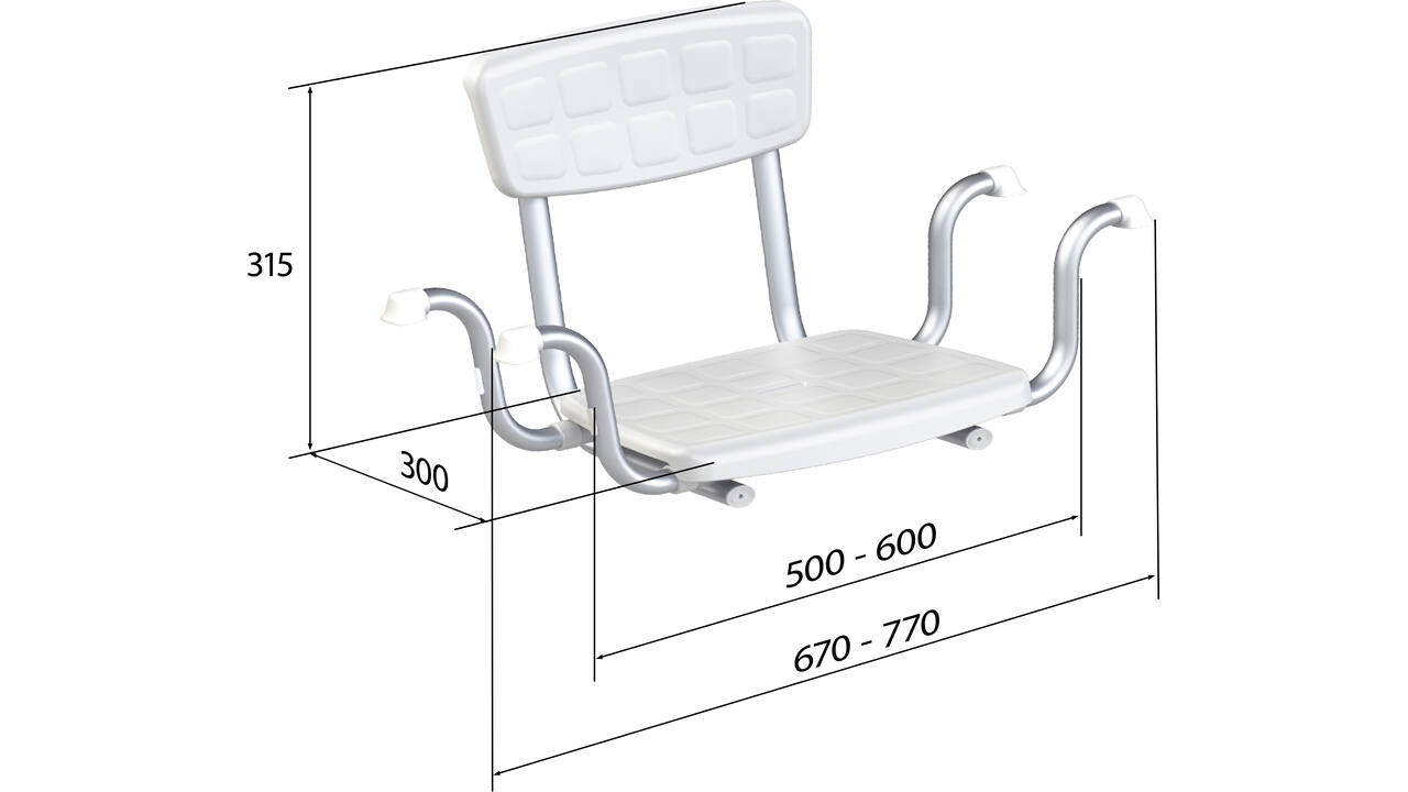 SecuCare Badzitje Quattro wit met rugleuning