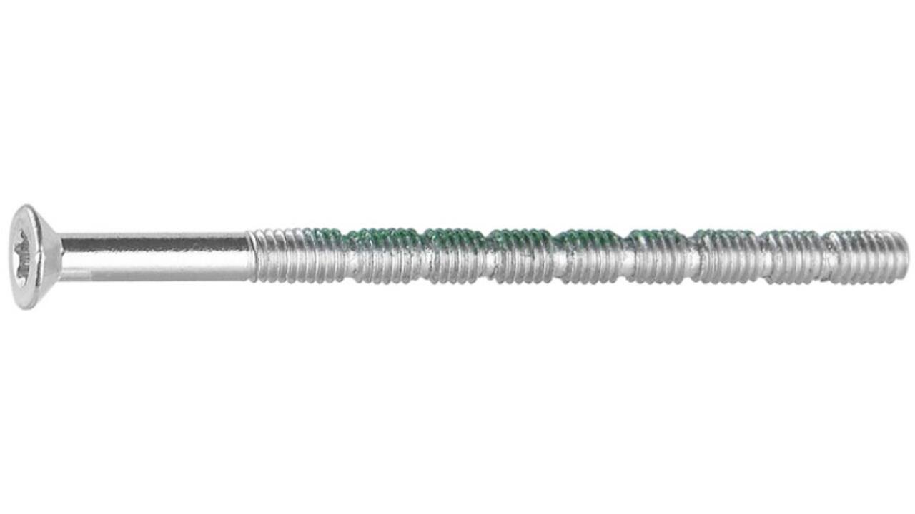 Metaalschroef VK Torx M4x110 standaard met loctite voor deurdikte 105mm voorzien van breuklijnen om eenvoudig in te korten.
