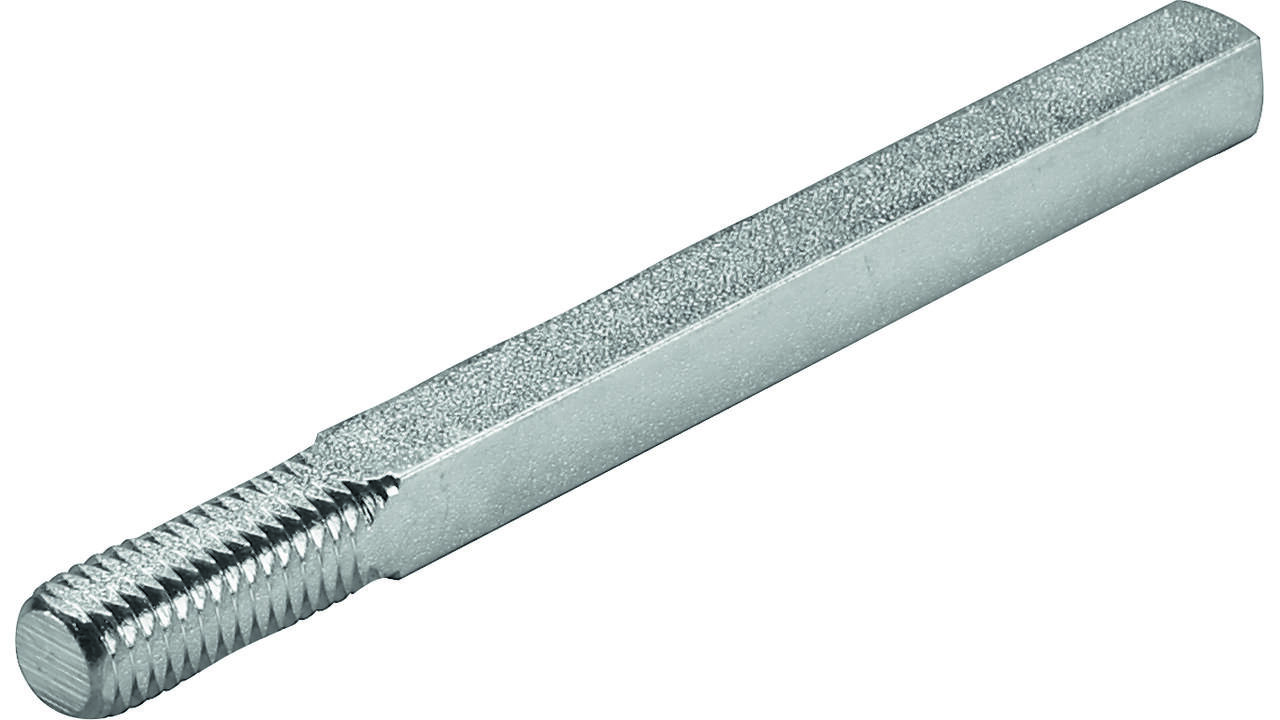 Wisselstift 8mm Heso schroefdraad M10X35 voor in de vaste knop totale lengte stift en schroefdraad 135mm Geschikt voor deurdikte inclusief beslag van 65 tot 100mm.