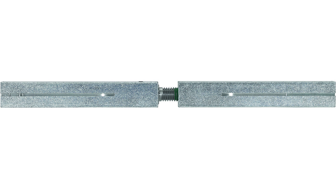 Twin-krukstift verzinkt 9x110mm 55/55mm geschikt voor sloten met gedeelde tuimelaar met een bereik deurdikte + beslagdikte van 40-80mm