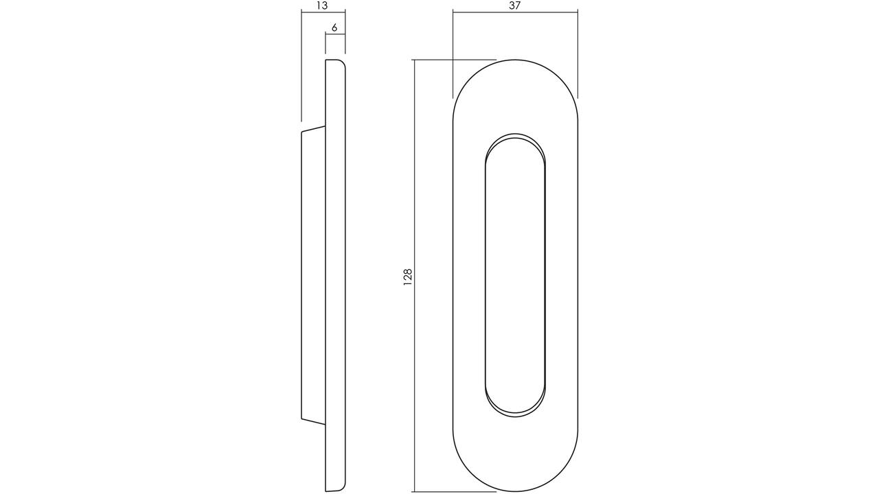 Olivari schuifdeurkom Vico ovaal 128x37mm RVS mat titaan PVD