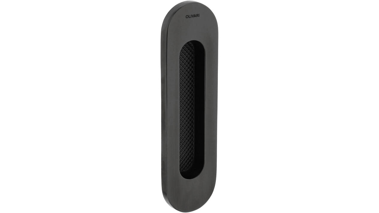 Olivari schuifdeurkom Vico ovaal 128x37mm Antraciet mat titaan PVD
