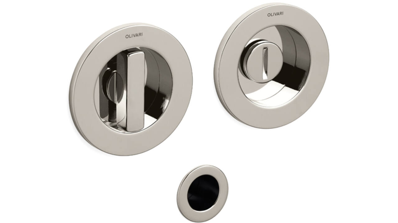 Olivari schuifdeurkom Dante vrij/bezet 6mm Rond Ø65 mm Nikkel titaan PVD